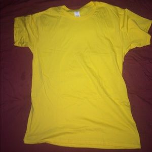Men T Shirt Solid Color Yellow Large